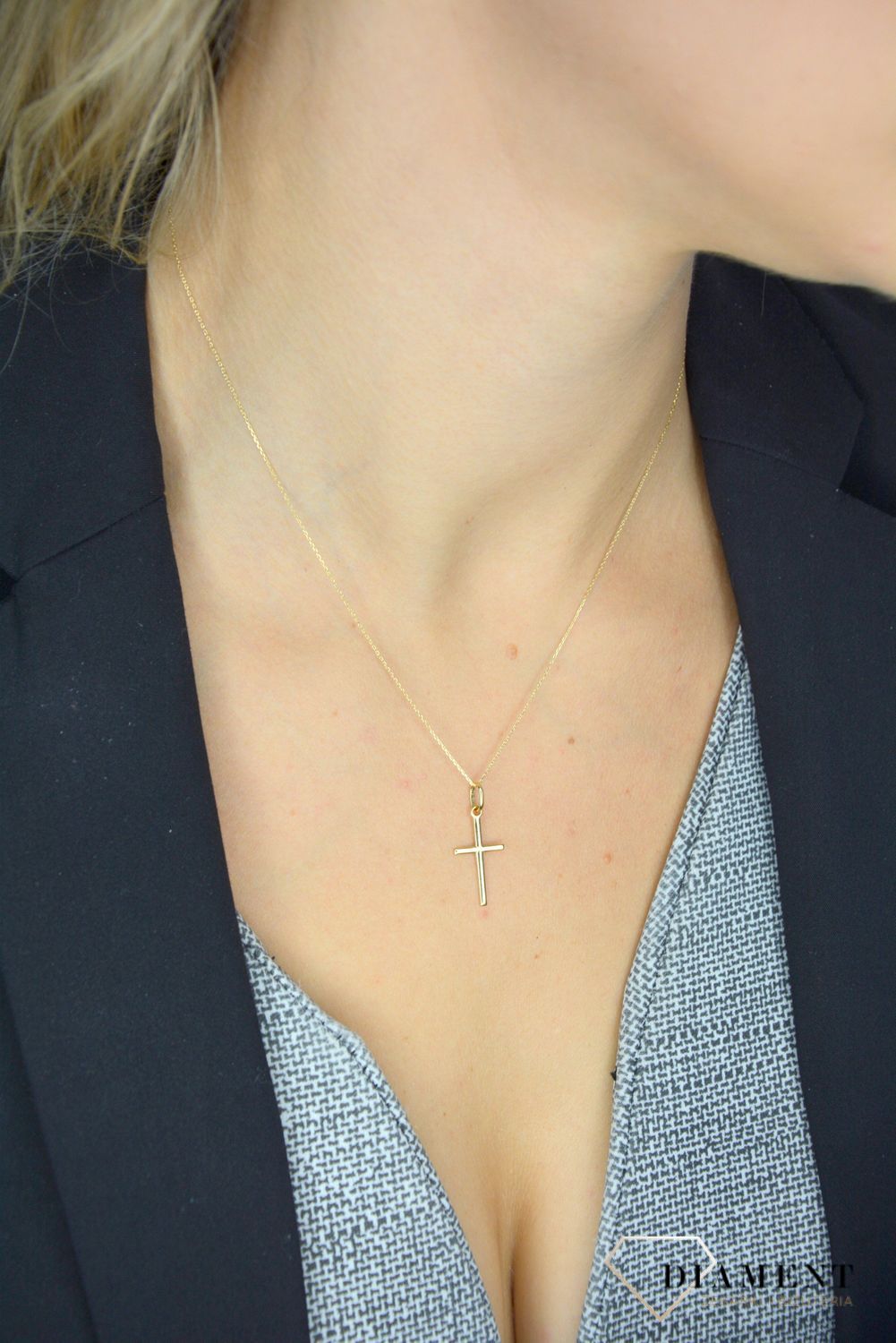 Złoty naszyjnik 585 o szerokości 0,5 mm ze złotą kuleczką DIA-LAN-1255-585 0,5mm.jpg